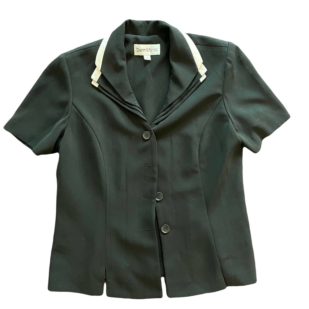 Danny & Nicole Black with white contrast collar short sleeve Blazer Sz10